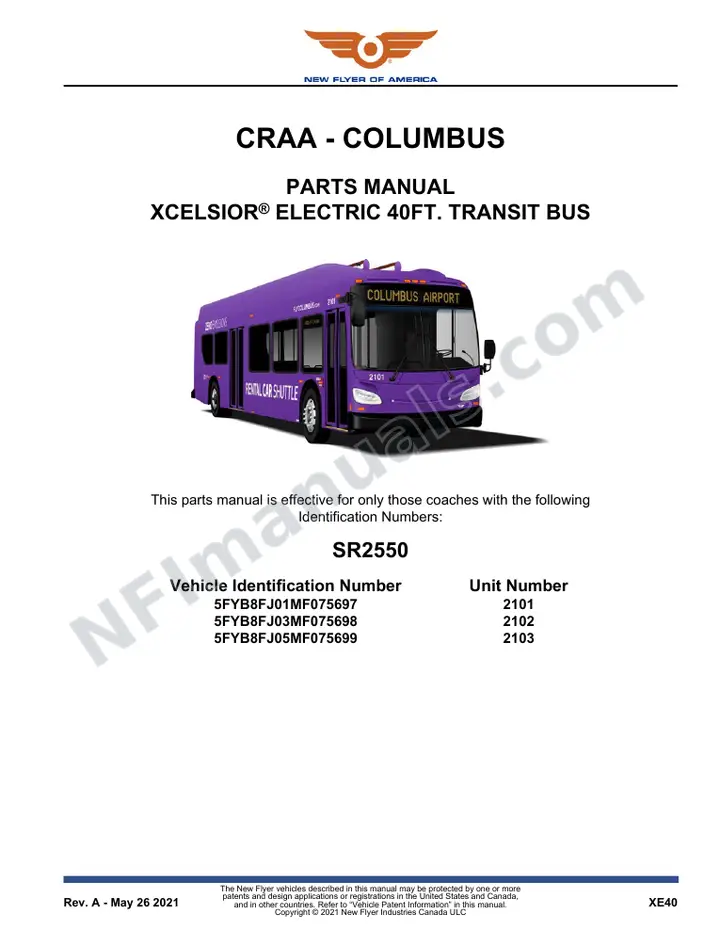 SR2550 Parts Manual, CRAA - Columbus first-page preview