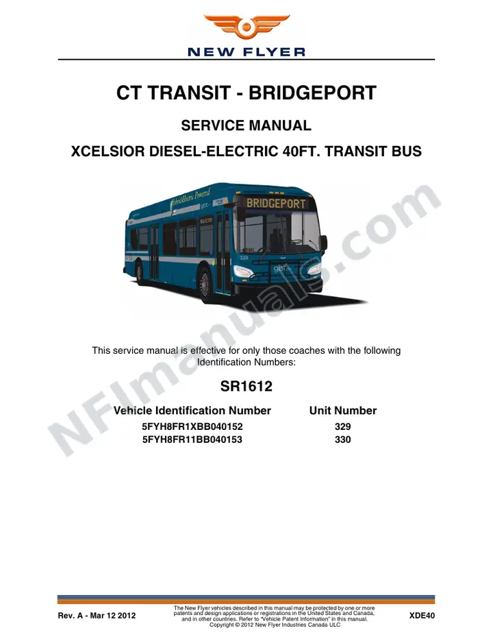 SR1612 Service Manual, CT Transit - Bridgeport first-page preview