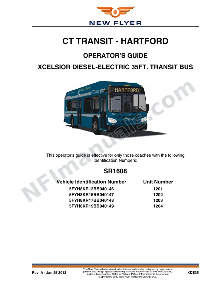 New Flyer XDE35 Manual Package - CT Transit - Hartford included manual preview