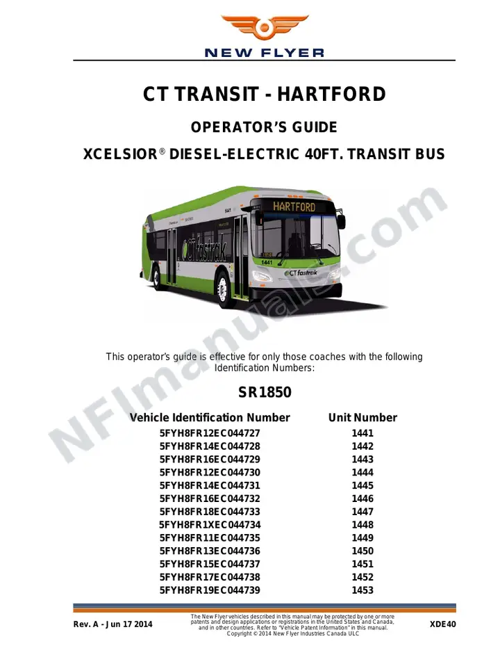 New Flyer XDE40 Manual Package - CT Transit - Hartford included manual preview