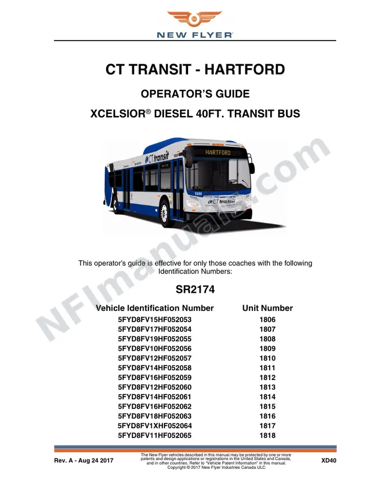 SR2174 Operator's Guide, CT Transit Hartford first-page preview