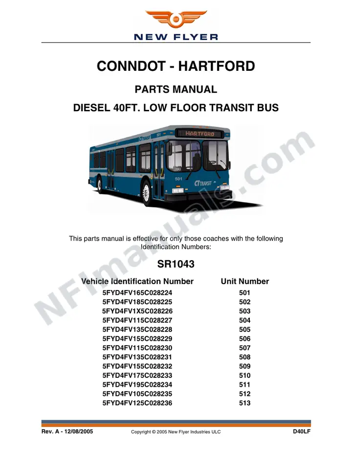SR1043 Parts Manual, ConnDot - Hartford first-page preview
