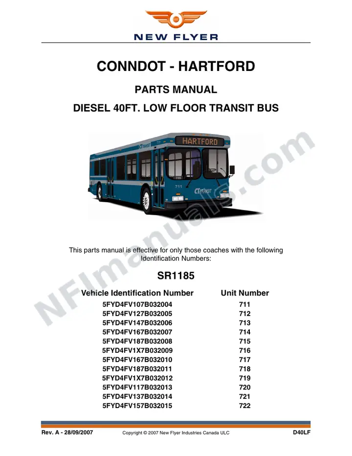 SR1185 Parts Manual, Conndot - Hartford first-page preview