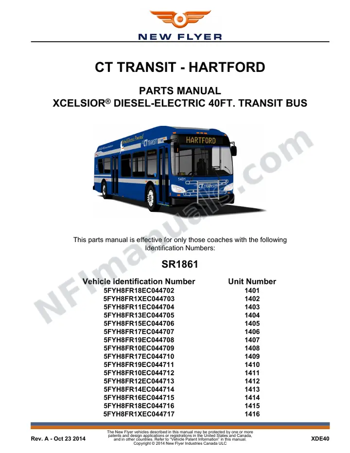 SR1861 Parts Manual, CT Transit - Hartford first-page preview