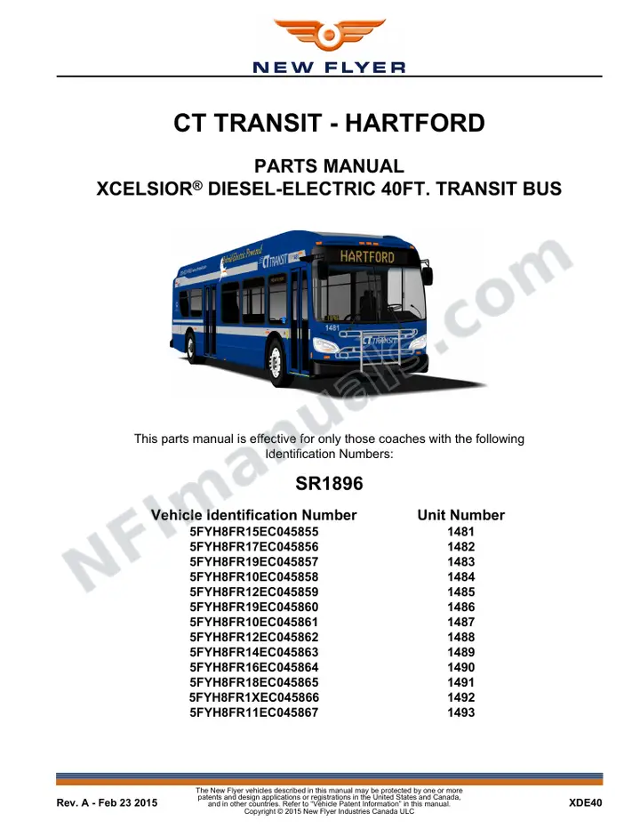 SR1896 Parts Manual, CT Transit - Hartford first-page preview