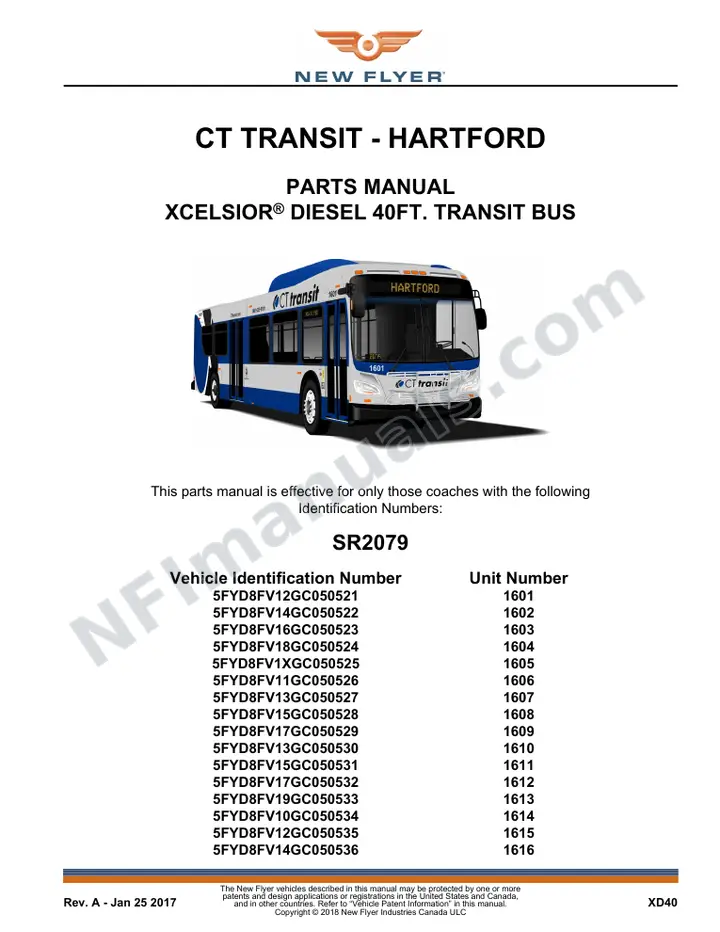 SR2079 Parts Manual, CT Transit - Hartford first-page preview