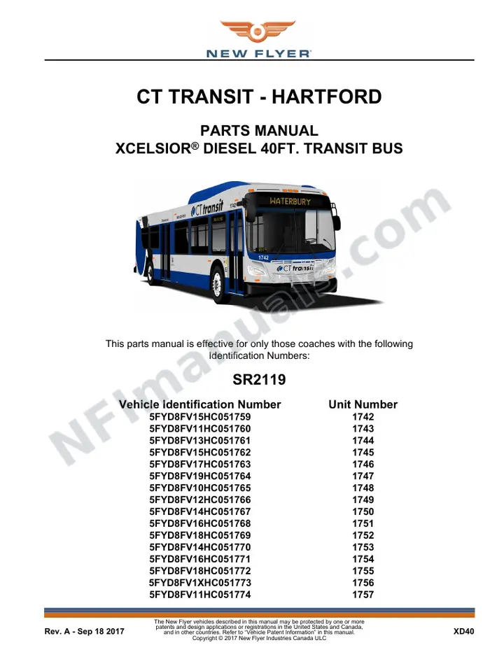 SR2119_2142 Parts Manual, CT Transit - Hartford first-page preview