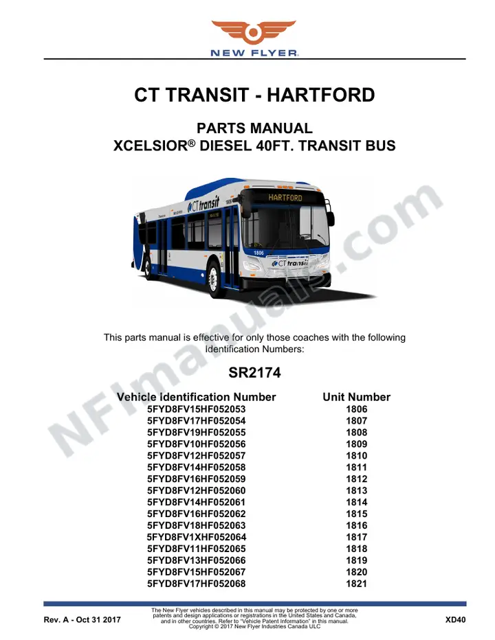 SR2174 Parts Manual, CT Transit - Hartford first-page preview