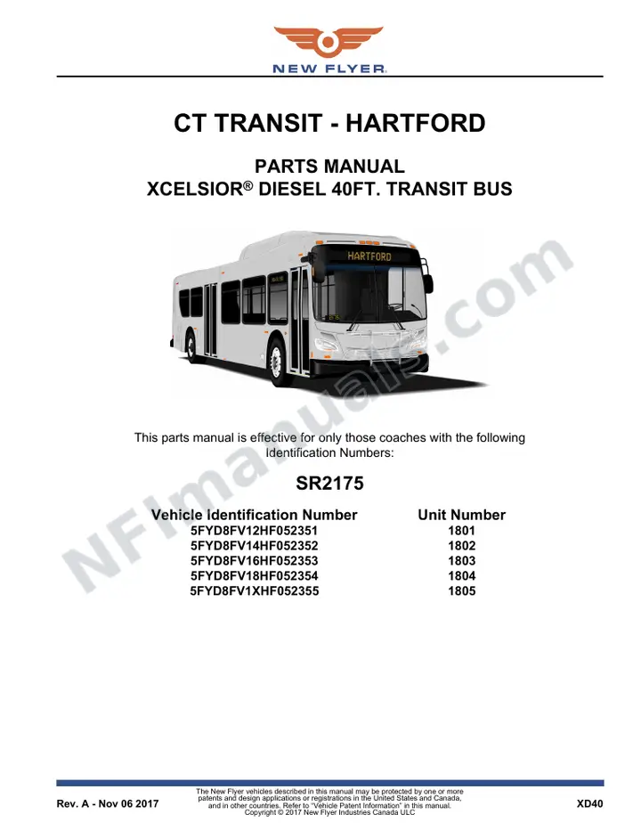 SR2175 Parts Manual, CT Transit - Hartford first-page preview