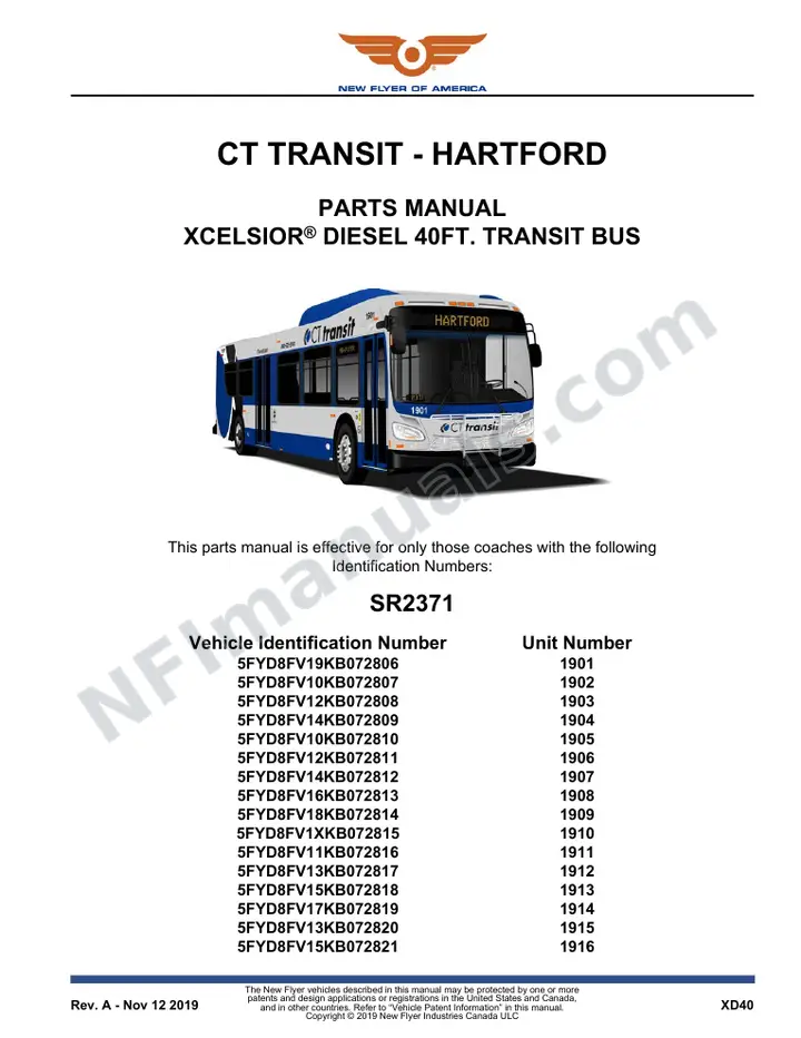 SR2371 Parts Manual, CT Transit - Hartford first-page preview