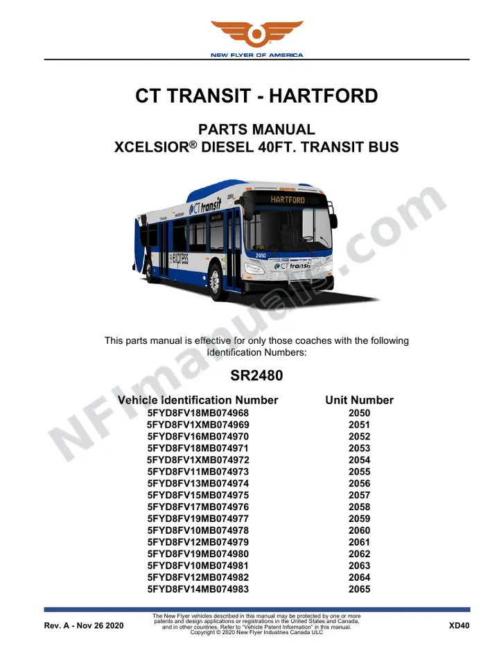 SR2480 Parts Manual, CT Transit - Hartford first-page preview