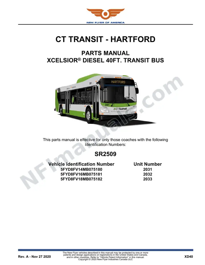 SR2509 Parts Manual, CT Transit - Hartford first-page preview