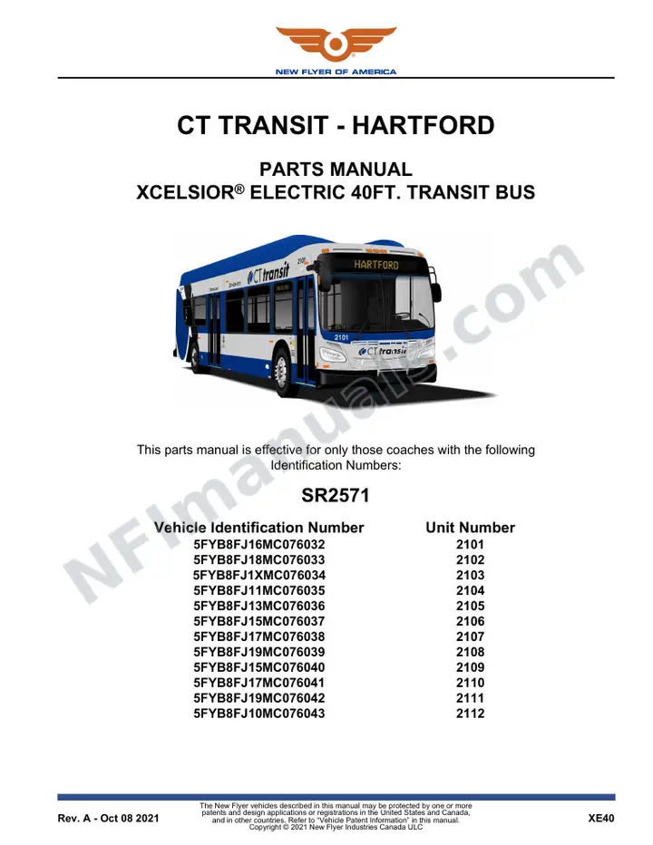 SR2571 Parts Manual, CT Transit - Hartford first-page preview