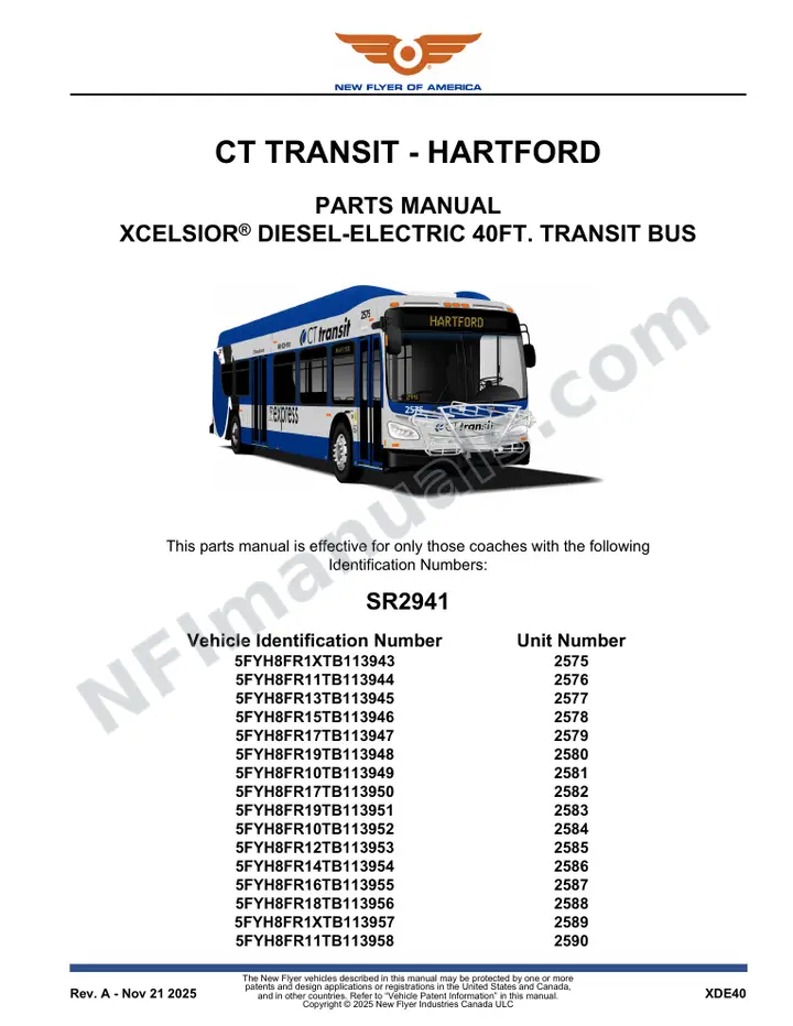 SR2941 Parts Manual, CT Transit - Hartford first-page preview