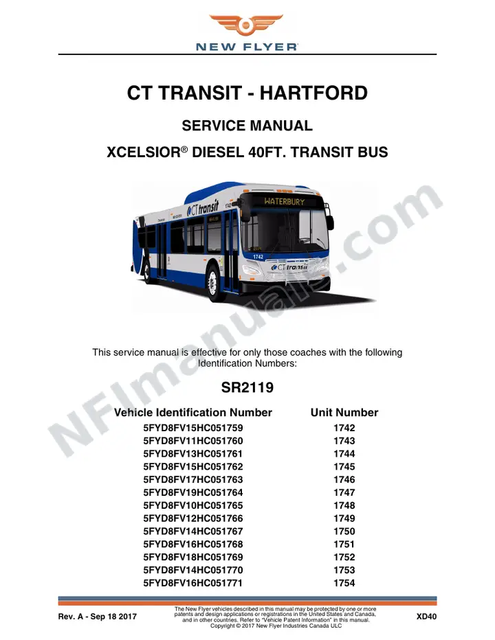 SR2119/2142 Service Manual, CT Transit - Hartford first-page preview