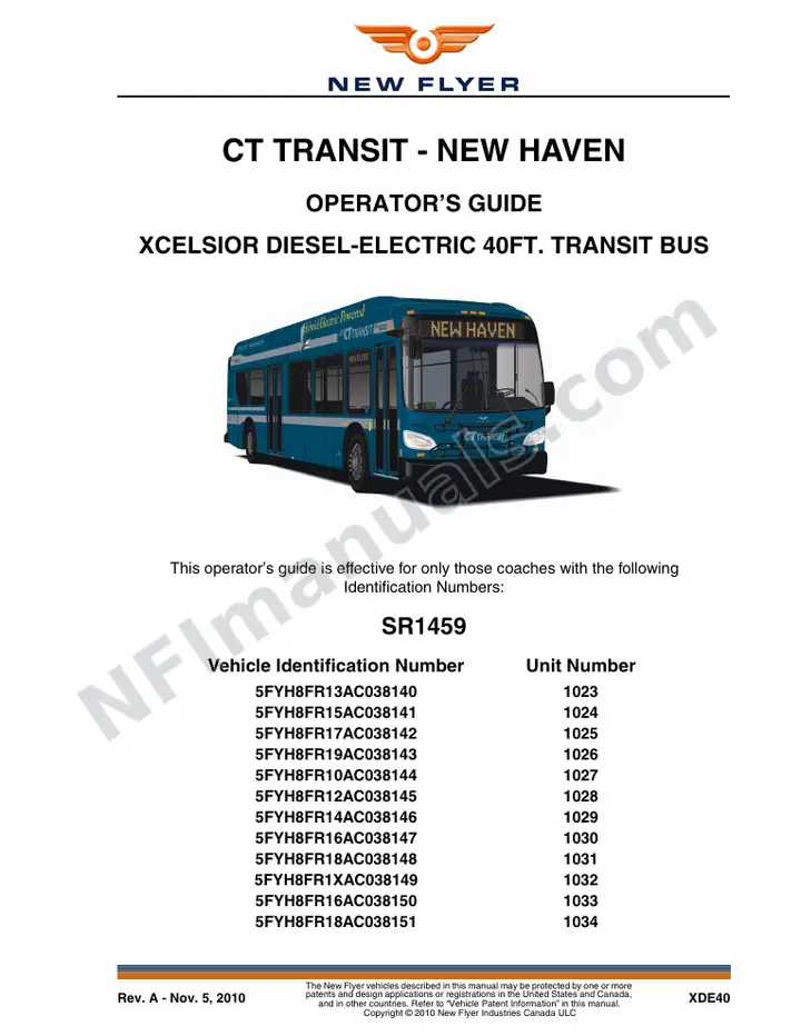 New Flyer XDE40 Manual Package - CT Transit - New Haven included manual preview