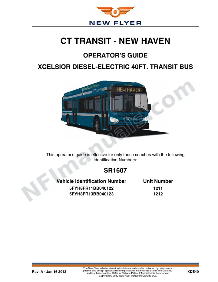 SR1607 Operator's Guide, CT Transit - New Haven first-page preview