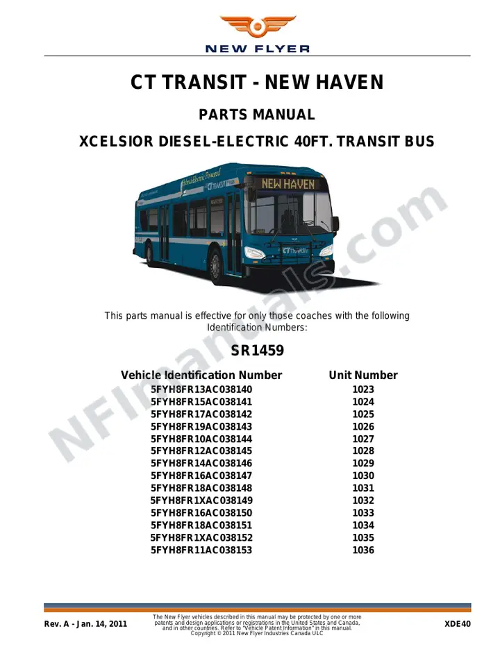 SR1459 Parts Manual, CT Transit - New Haven first-page preview