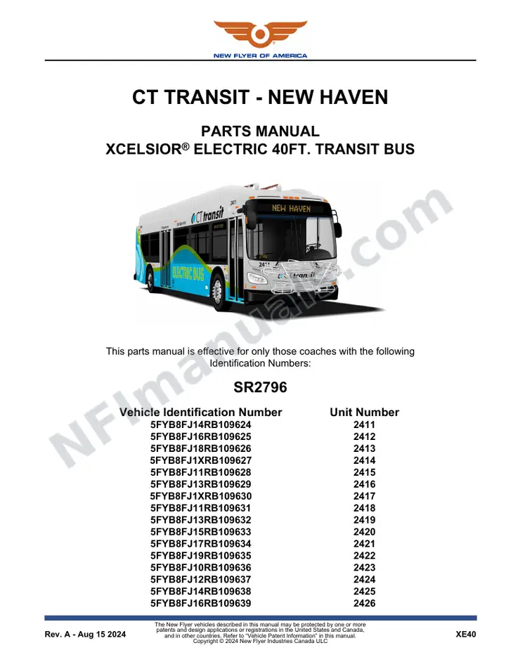 SR2796 Parts Manual, CT Transit - New Haven first-page preview