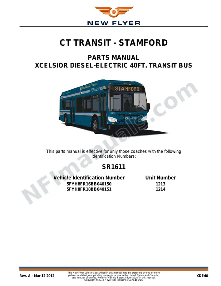 SR1611 Parts Manual, CT Transit - Stamford first-page preview