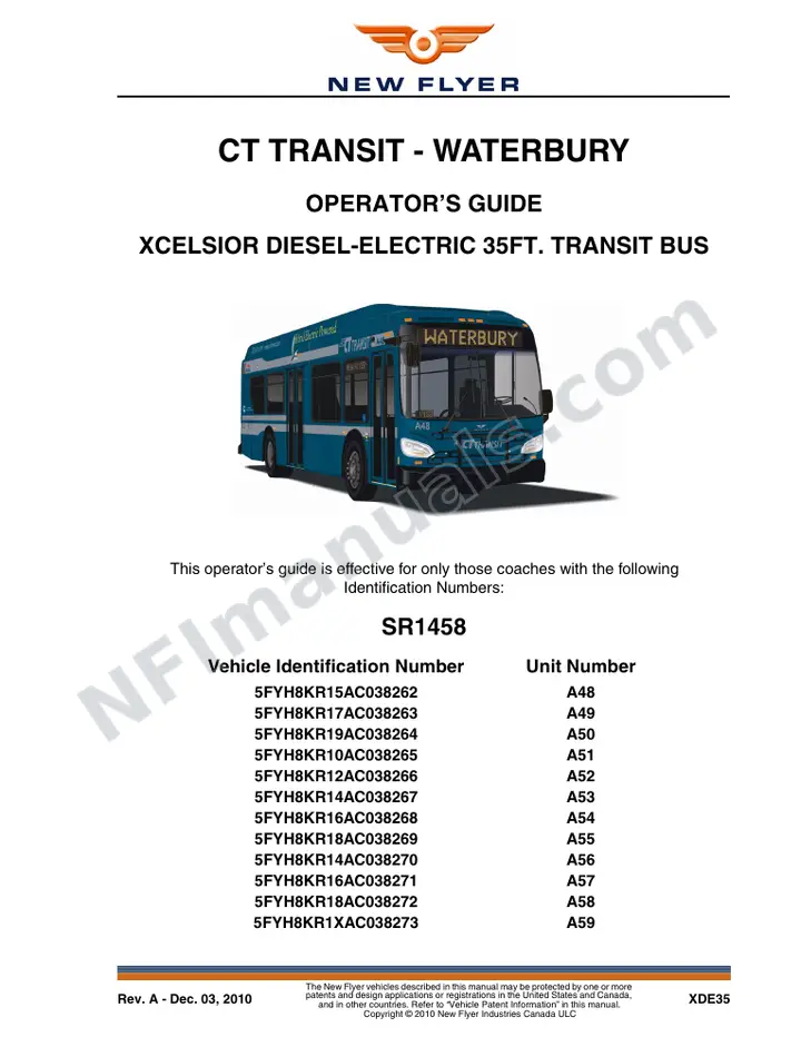 New Flyer XDE35 Manual Package - CT Transit - Waterbury included manual preview