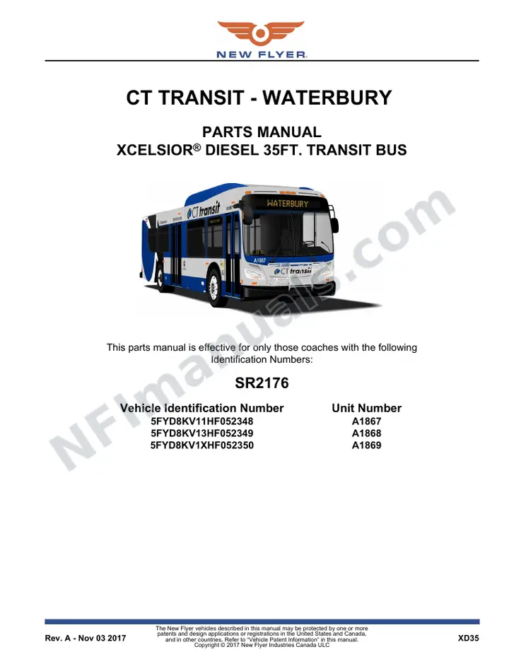 SR2176 Parts Manual, CT Transit - Hartford first-page preview
