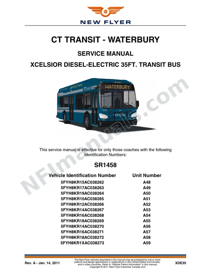 SR1458 Service Manual, CT Transit - Waterbury first-page preview