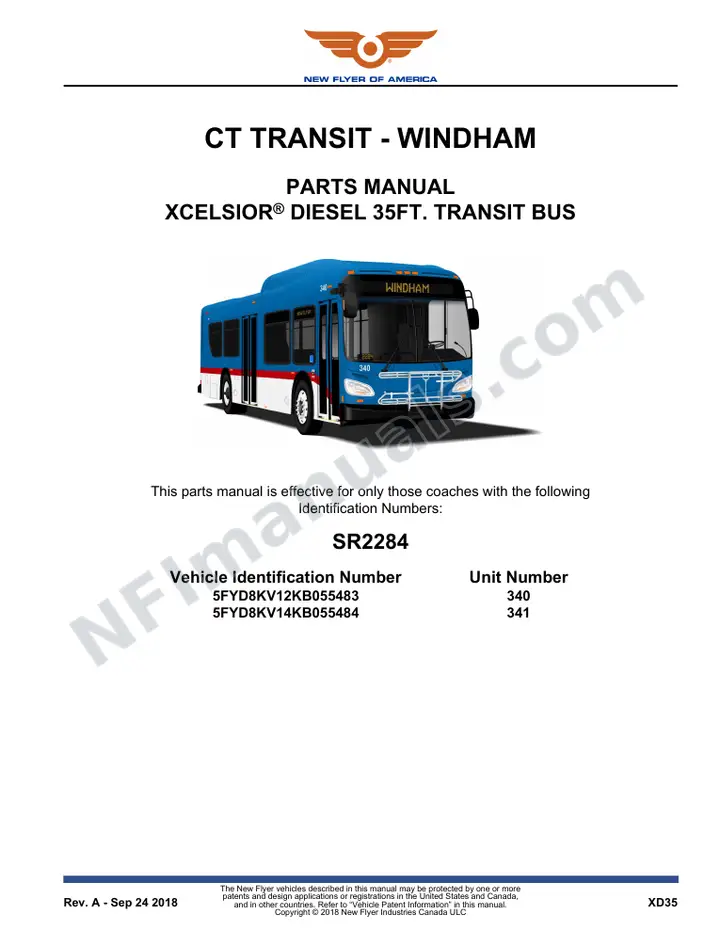 SR2284 Parts Manual, CT Transit - Windham first-page preview