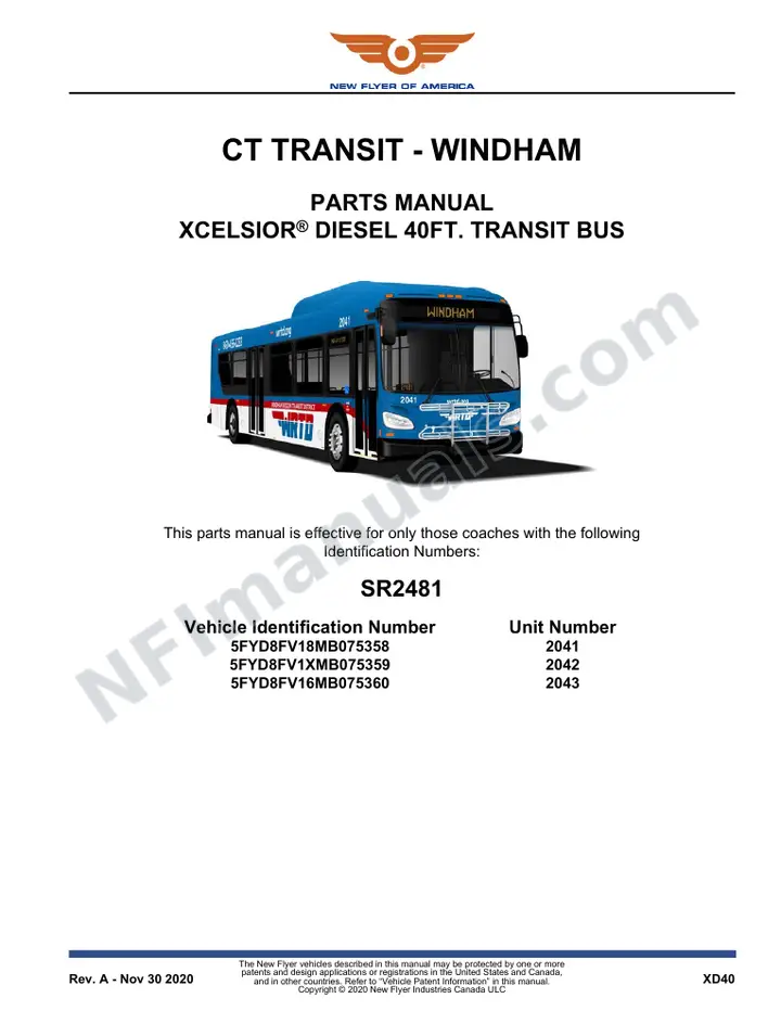 SR2481 Parts Manual, CT Transit - Windham first-page preview