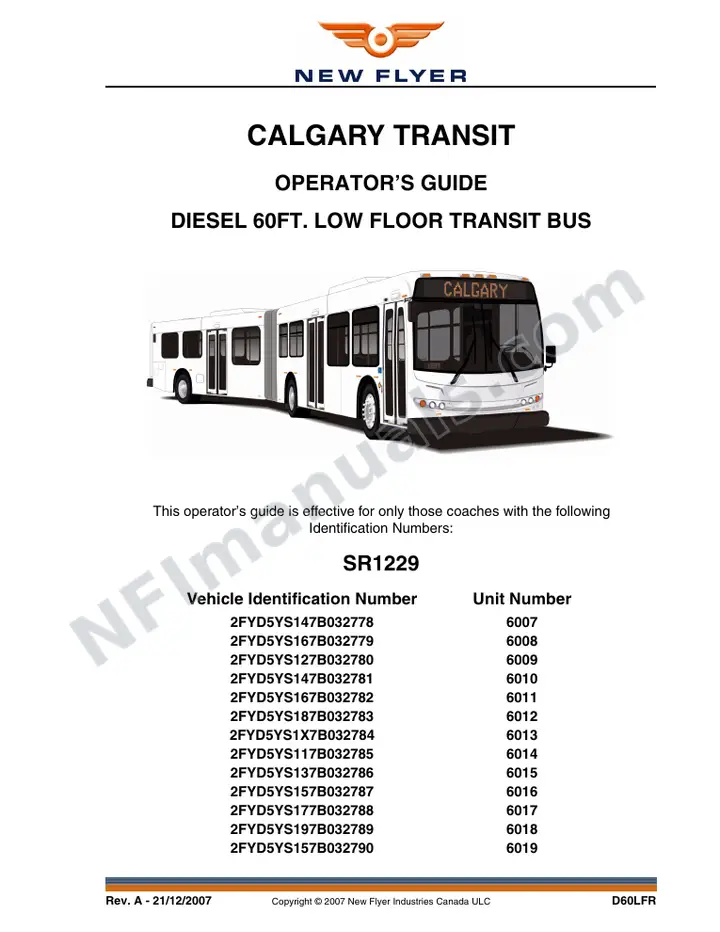 SR1229 Operator's Guide, Calgary Transit first-page preview