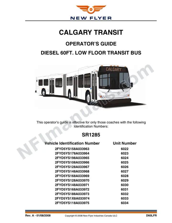 SR1285 Operator's Guide, Calgary Transit first-page preview