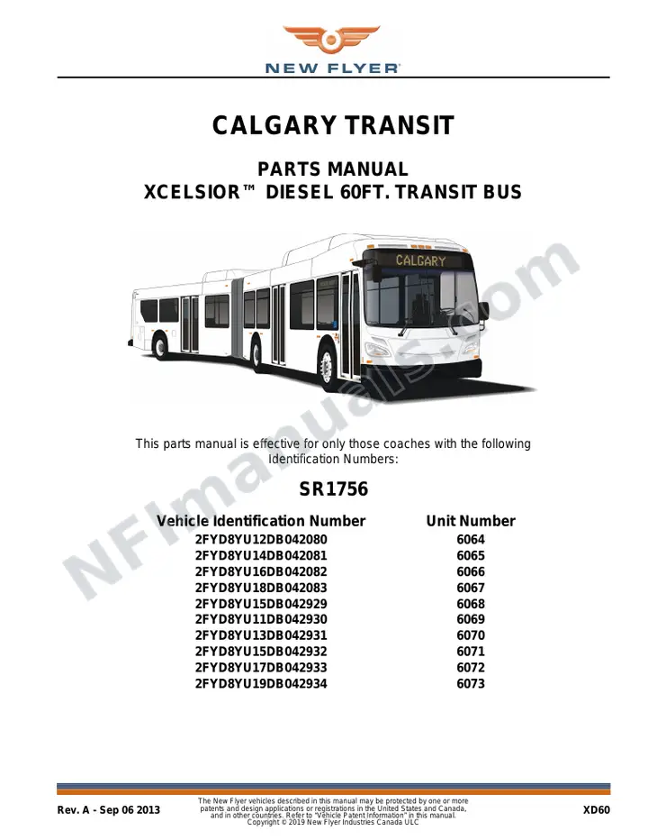 SR1756 Parts Manual, Calgary Transit first-page preview