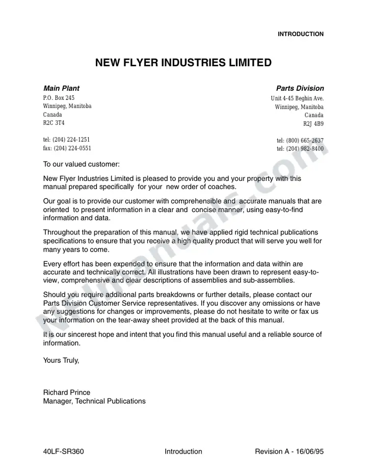 SR360 Parts Manual, Calgary Transit first-page preview
