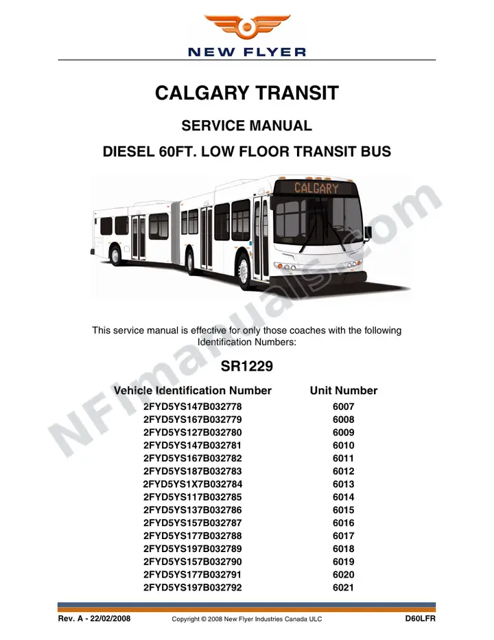 SR1229 Service Manual, Calgary Transit first-page preview