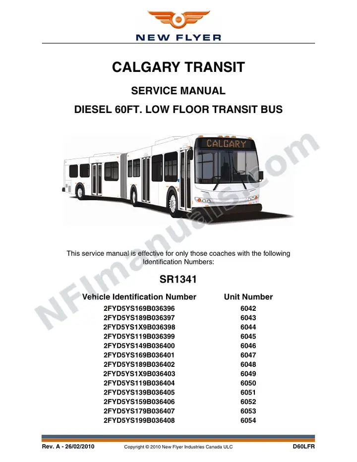 SR1341 Service Manual, Calgary Transit first-page preview