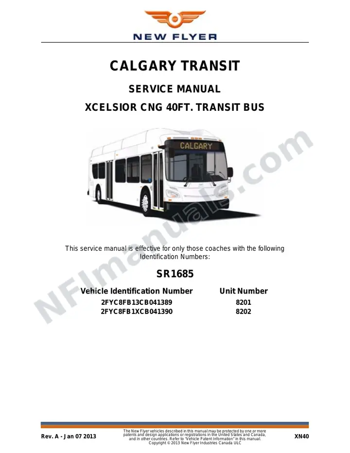 SR1685 Service Manual, Calgary Transit first-page preview