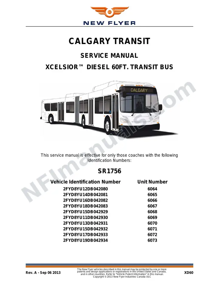SR1756 Service Manual, Calgary Transit first-page preview