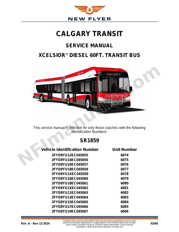 SR1859 Service Manual, Calgary Transit first-page preview