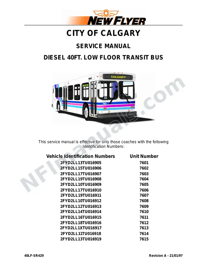 SR429 Service Manual, Calgary Transit first-page preview