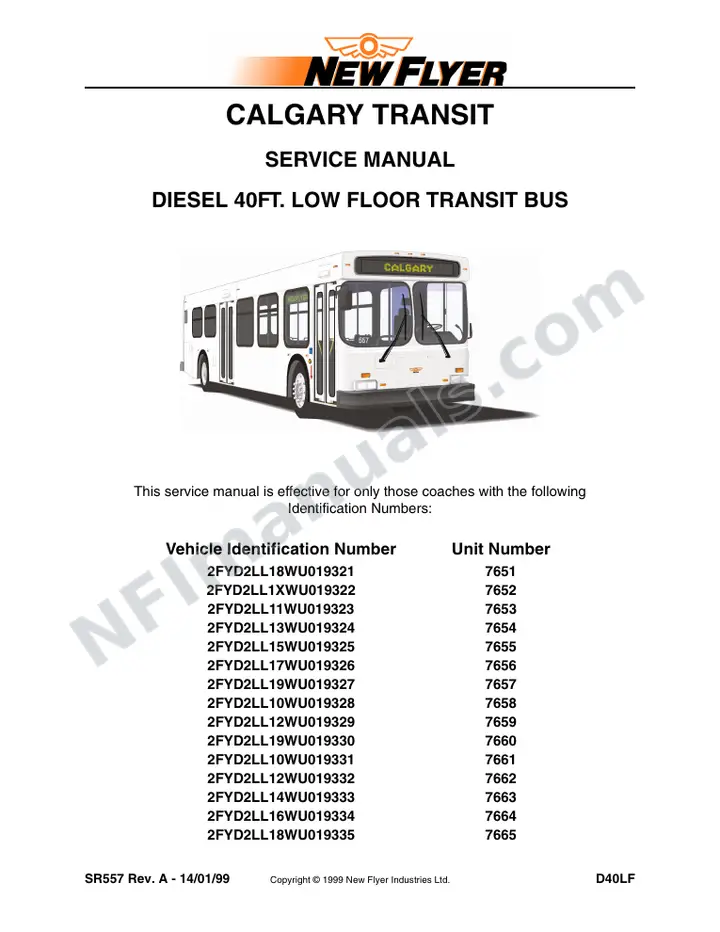 SR557 Service Manual, Calgary Transit first-page preview