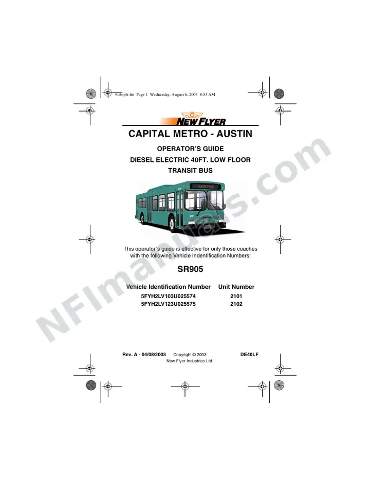 SR905 Operator's Guide, Capital Metro - Austin first-page preview