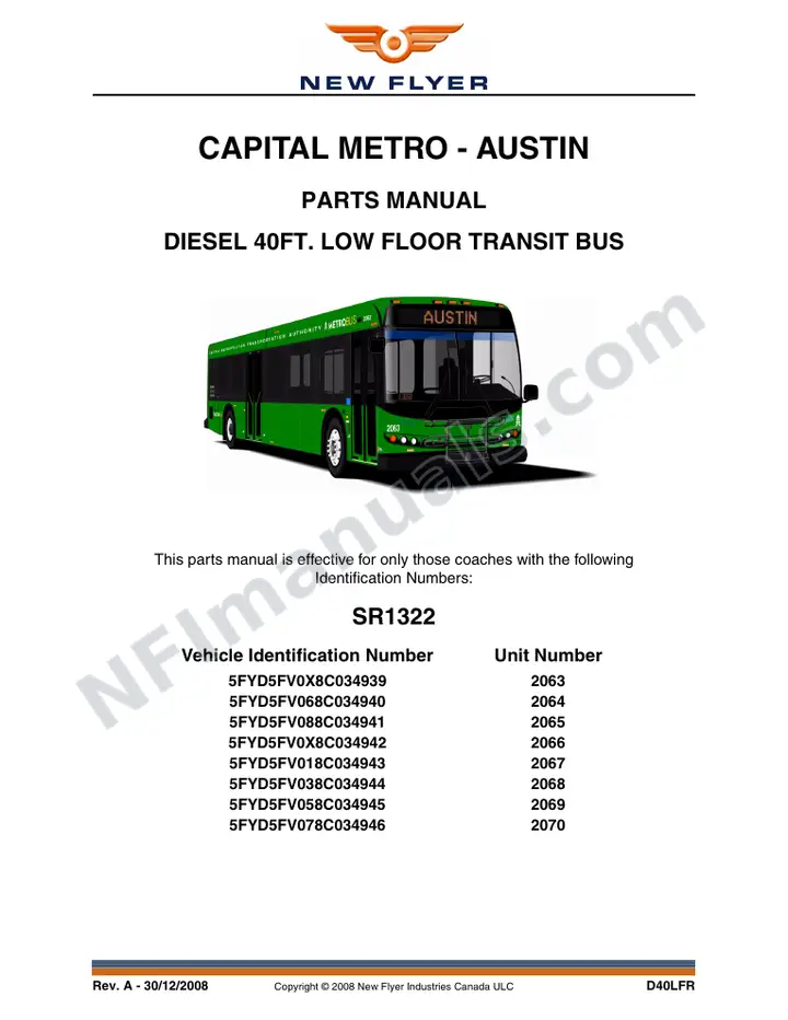 SR1322 Parts Manual, Capital Metro - Austin first-page preview