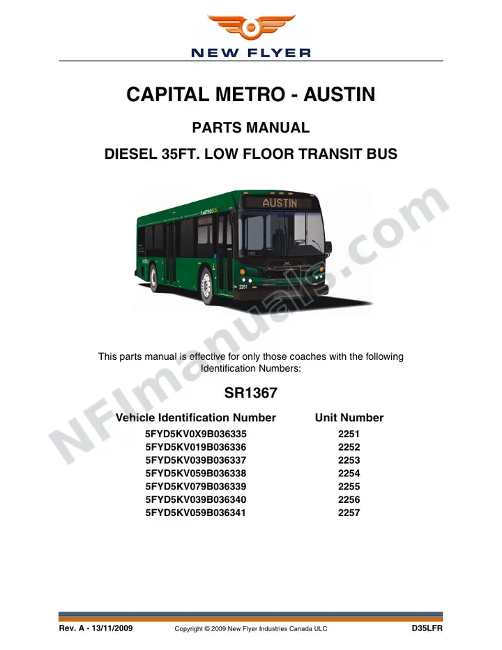 SR1367 Parts Manual, Capital Metro - Austin first-page preview