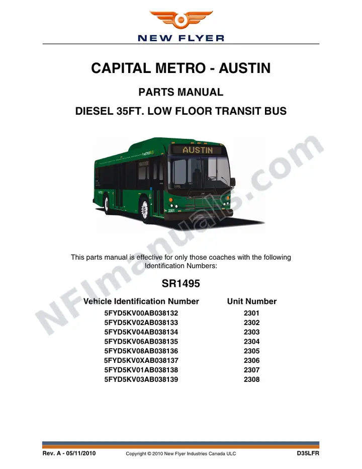 SR1495 Parts Manual, Capital Metro - Austin first-page preview