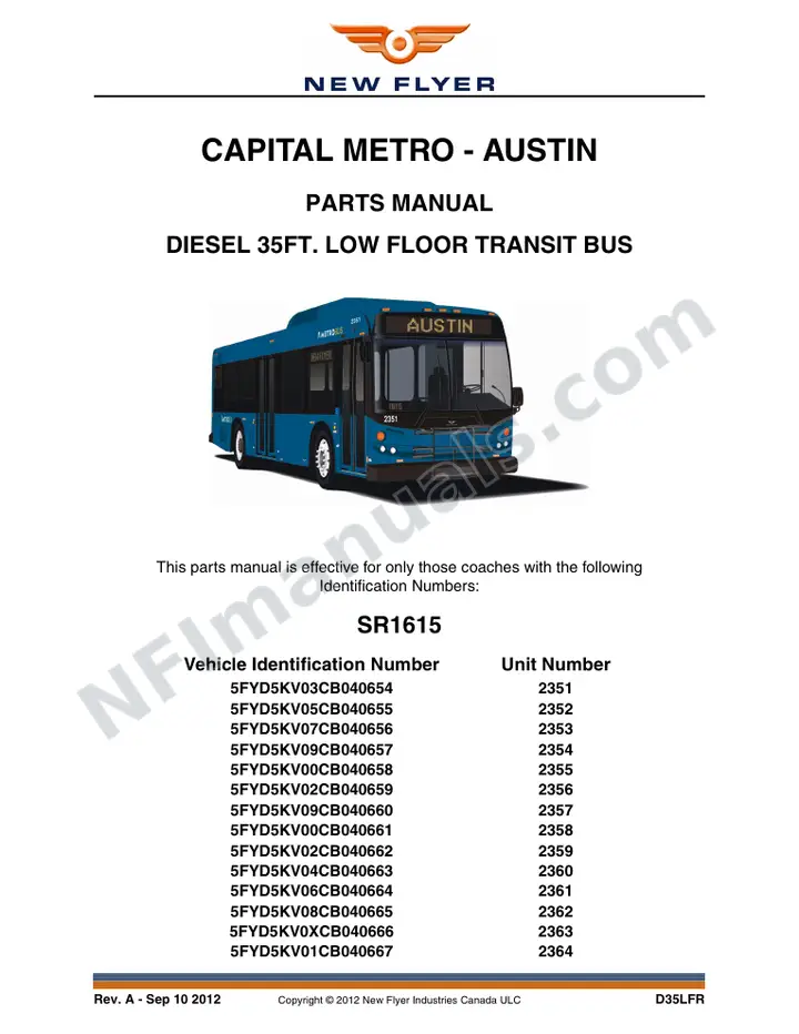 SR1615_1675 Parts Manual, Capital Metro - Austin first-page preview