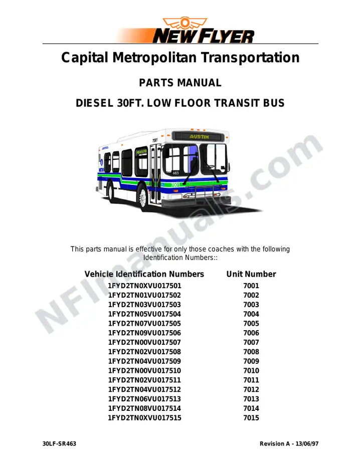 SR463 Parts Manual, Capital Metropolitan Transportation Authority first-page preview