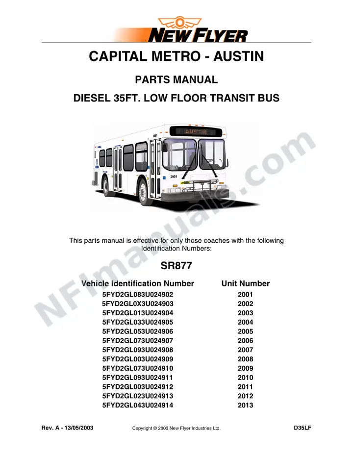 SR877 Parts Manual, Capital Metro - Austin first-page preview