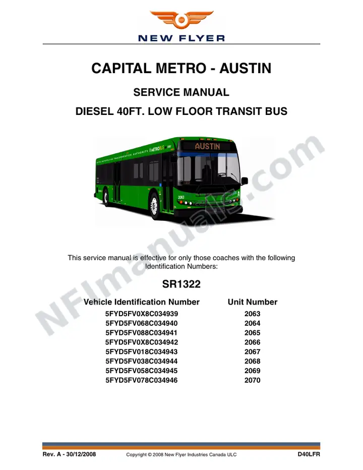 SR1322 Service Manual, Capital Metro - Austin first-page preview