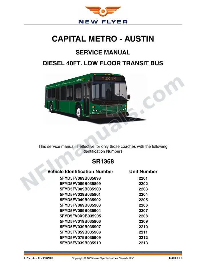 SR1368 Service Manual, Capital Metro - Austin first-page preview