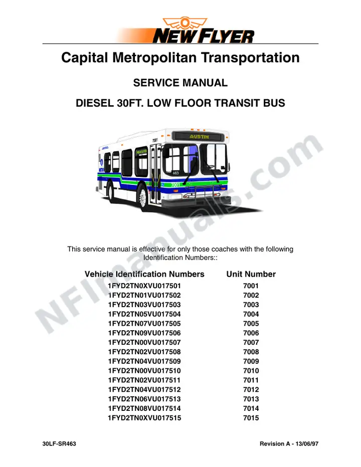 SR463 Service Manual, Capital Metropolitan Transportation Authority first-page preview